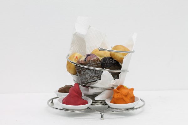 Bread basket coil shape with sauce holder - SBBCSW0170